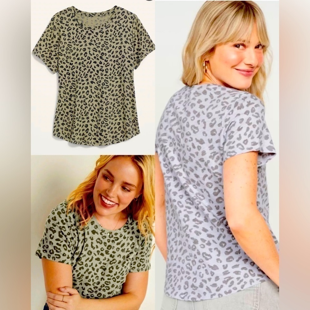 Women’s Old Navy Every Wear Leopard Printed Slub-Knit T-Shirt Top Size Small S